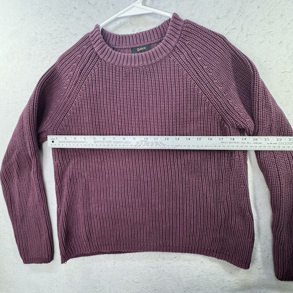 Quince 100% Organic Cotton Fisherman Sweater Size Medium Eggplant Boxey - Picture 5 of 12